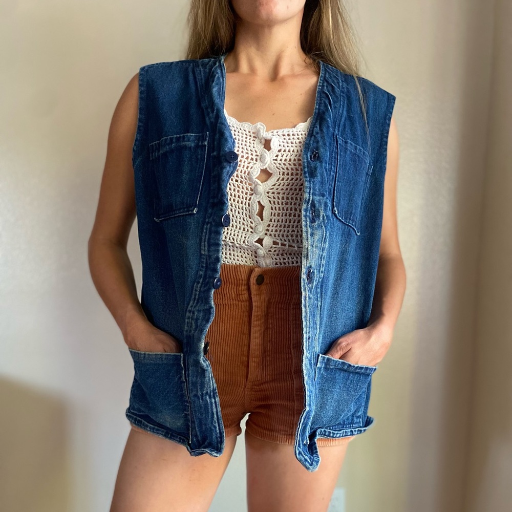 Oversized denim vest